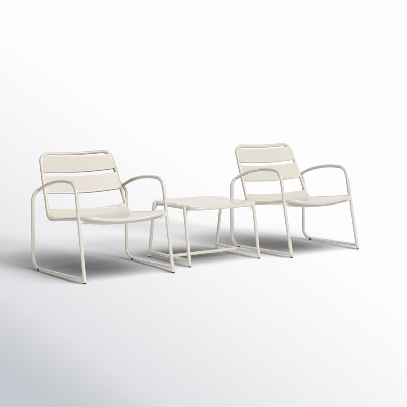 Ensemble de conversation 3 pièces Bittany, Blanc mat