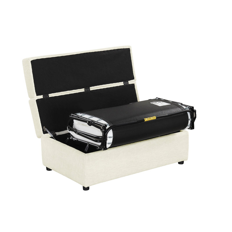 Lit simple escamotable avec repose-pieds et lit d'invité convertible avec matelas, Chenille blanche