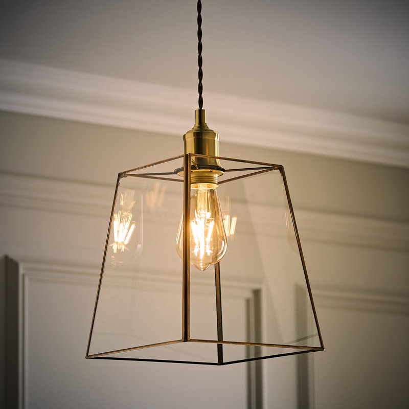 19cm H Glass Square Lamp Shade ( Clip On ), Gold