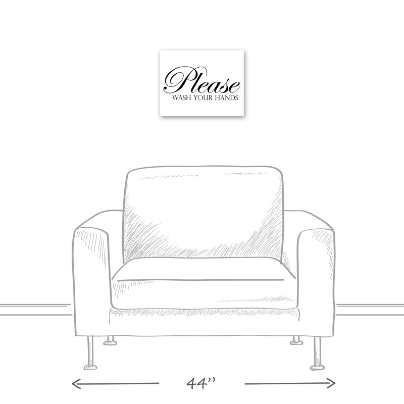 Veuillez laver vos mains - reproduction d'art textuel sur toile, H 11 po x l 14 po, Toile tendue