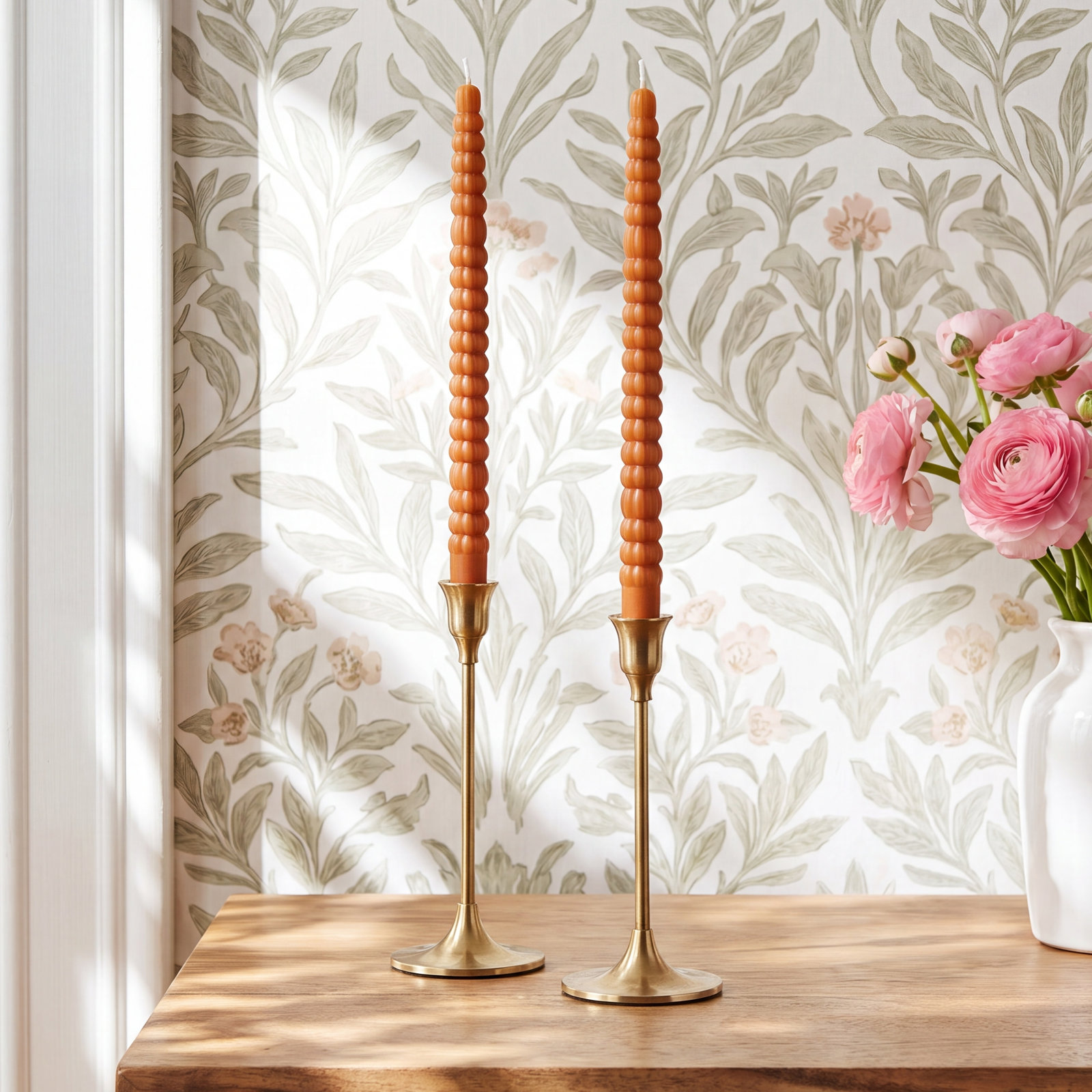 Unscented Pumpkin Taper Candle Set