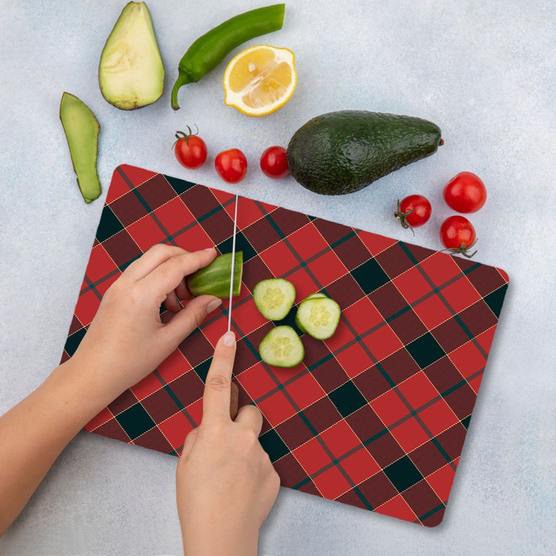 Premium Tempered Glass Cutting Board, 9.8 x 13.8 inches | 100% Antibacterial, Easy Clean, Non-Slip Silicone Feet | Durable Kitchen Essential for Safe Food Preparation, Stylish and Functional Design