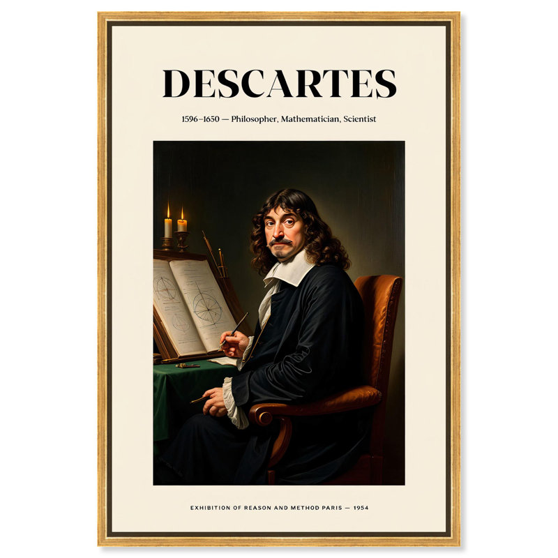 Affiches «penseur cartésien» par Art Remedy, H 37 po x l 25 po, Cadre doré