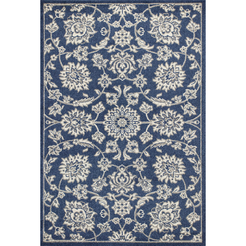 Austina Blue and Ivory Area Rug, Rectangle 7'7" x 10'10"