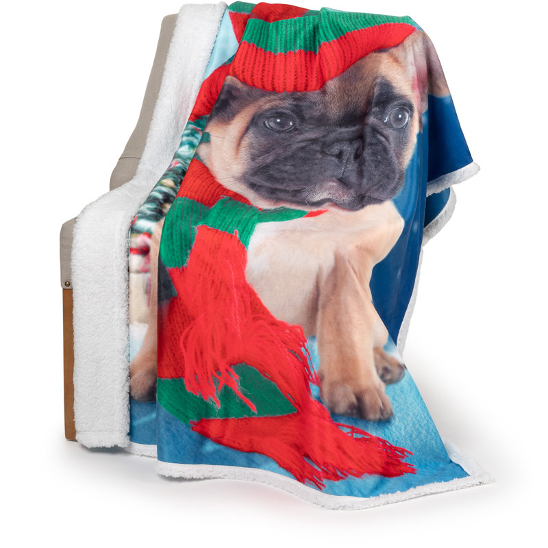 Reversible Knitted Sherpa Christmas Throw Blanket for Kids