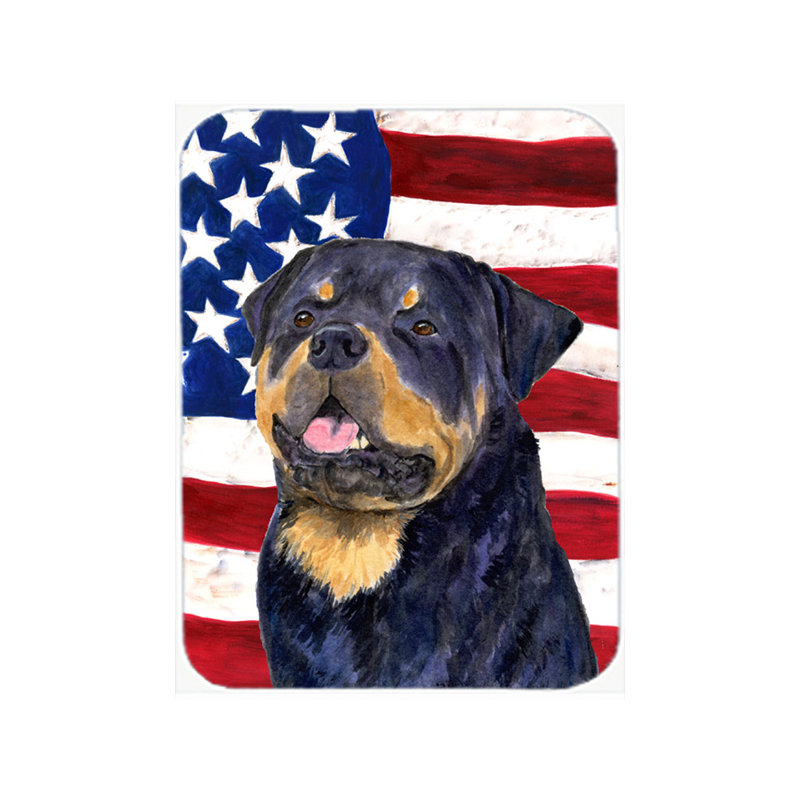 Drapeau américain avec planche à découper en verre Rottweiler
