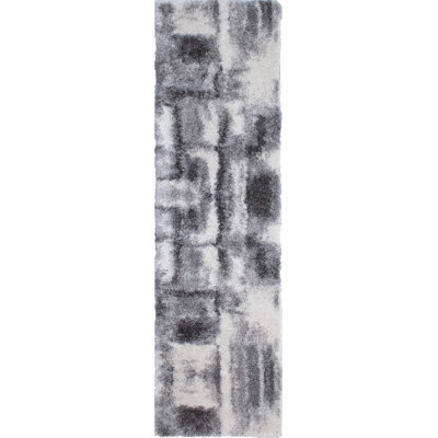 Alban Abstract Shag Charcoal Area Rug