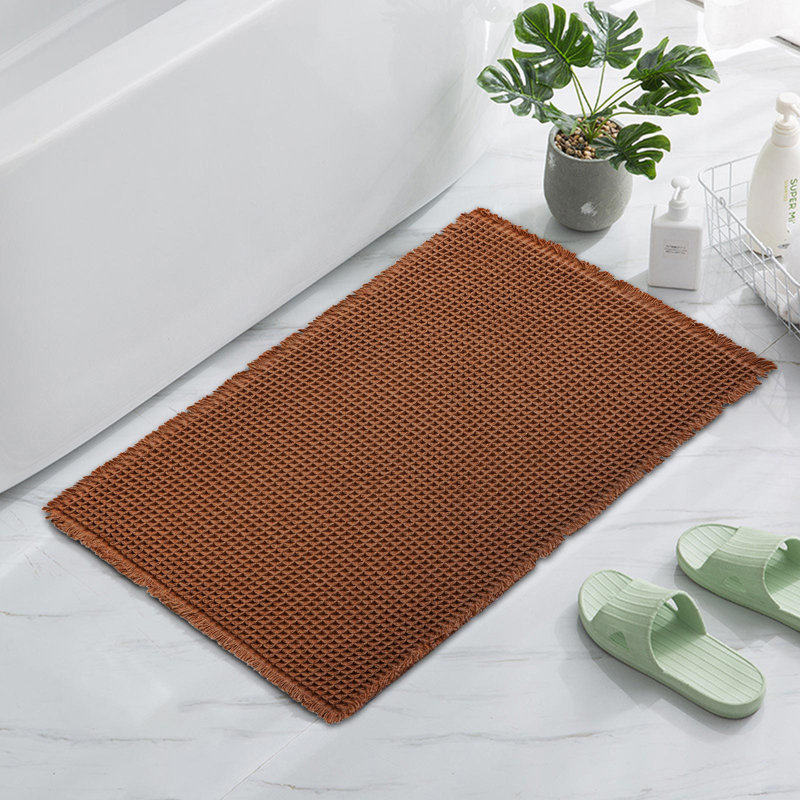 Tapis de bain Waffle Weave ， Tapis super absorbants et antidérapants, Simple - L 32 po x l 20 po, Espresso