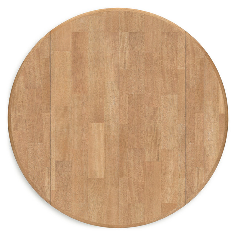 Round Beige and Green Extendable Wood Dining Table
