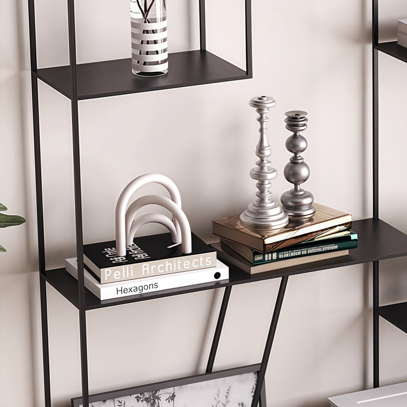 Bibliothèque simple et accrocheuse, Noir, (7 tablettes) H 70,8 po x l 70,8 po x P 9,8 po