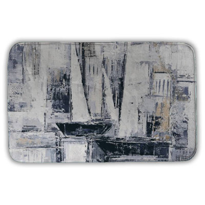 Industrial style sailboats Bath Mat with Non-Slip Backing - Quick Dry Memory Foam Bathroom Rug - Absorbent - Modern Plush Spa-Style - Machine Washable