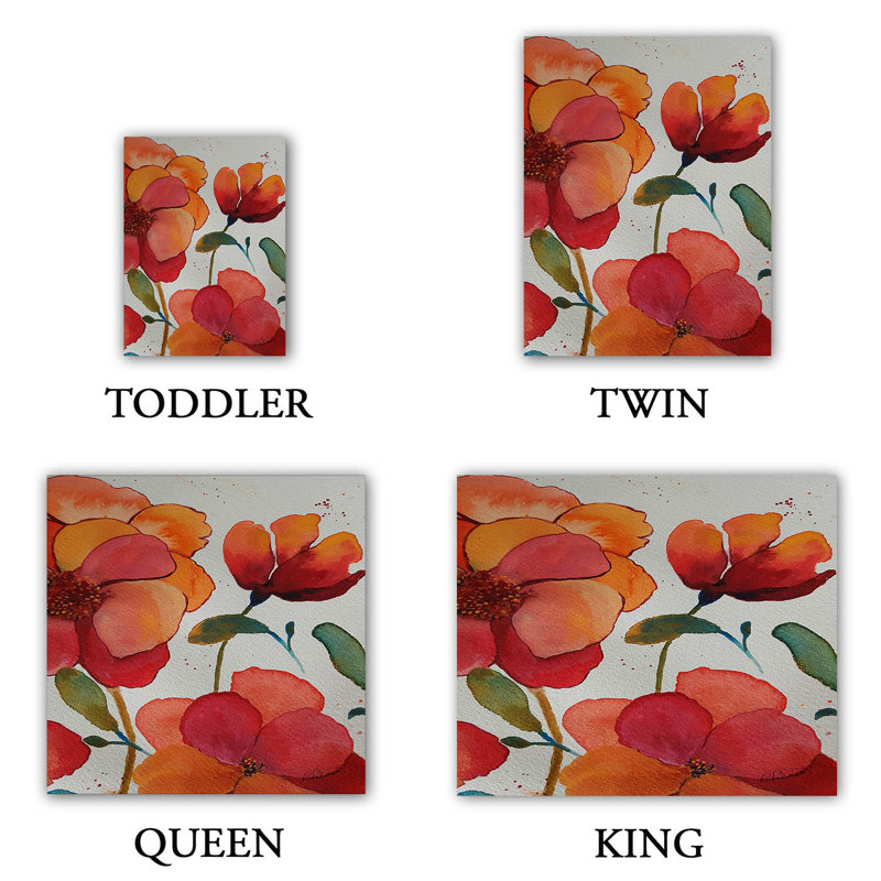 Ensemble de housse de couette en microfibre DiaNoche par Ruth Palmer - Rose, orange, floral 1
