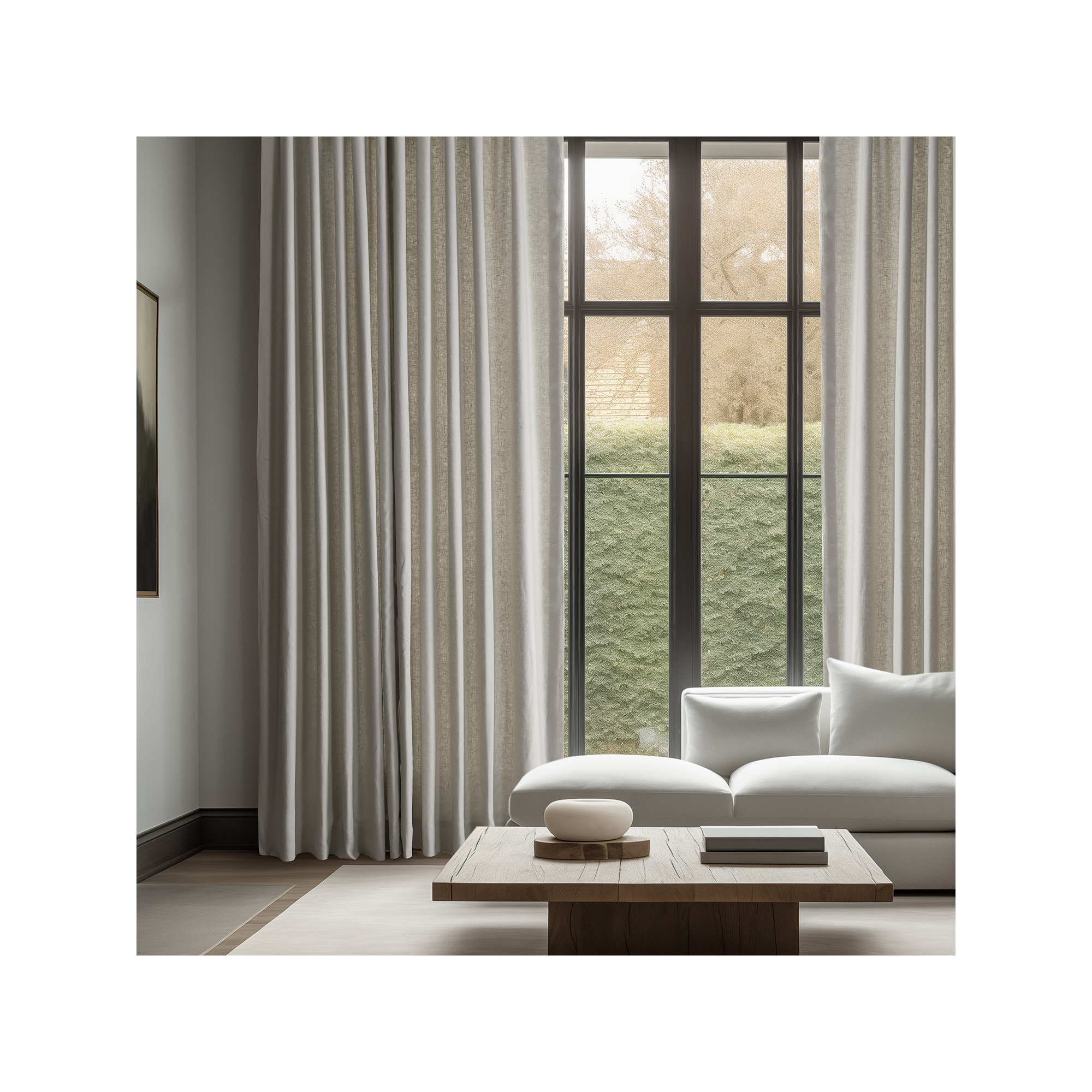 Briella French Linen Room Darkening Curtain, 50" W x 96" L, Fresh Khaki
