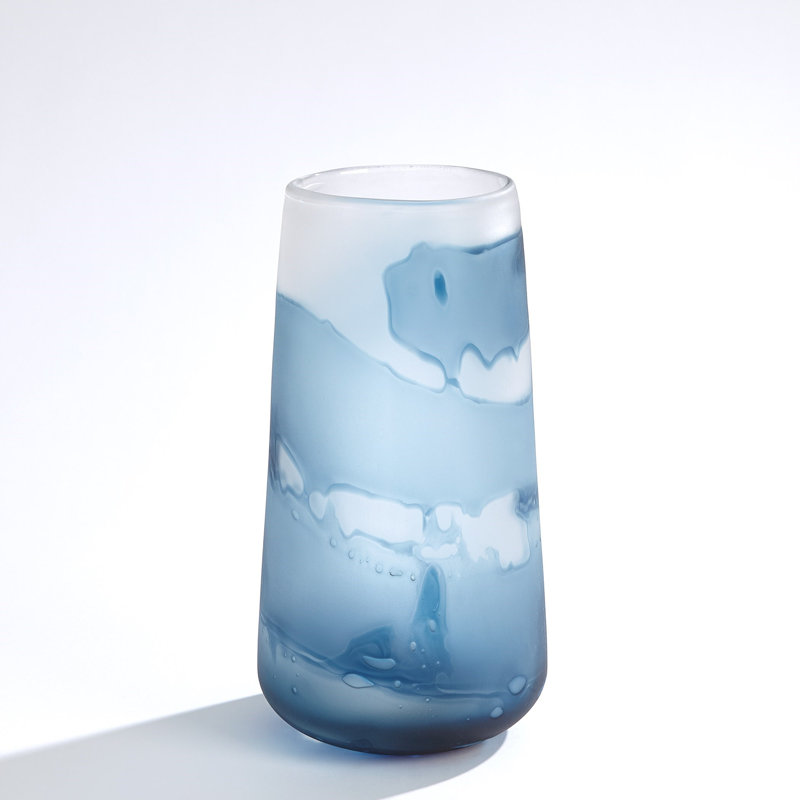 Handmade Glass Table Vase, 13.25" H x 7.25" W x 7.25" D
