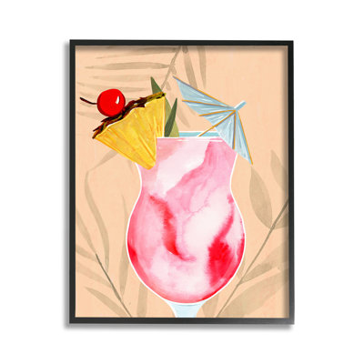 Stupell Industries Fruity Cocktail Drink Framed Giclee Art By Annie Warren In Midnight Black Framed Giclee
