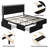 Color: Gray Bed+ Gray Nightstands 4-Drawer PU Storage 3-Piece Bedroom Set-1880304826-1912064860