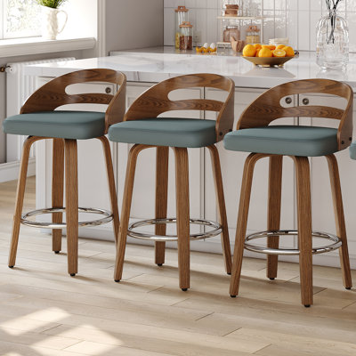 Mahtab Modern Upholstered Swivel Counter Stools (Set of 3)