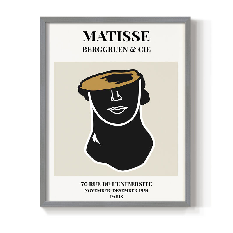 Matisse Cxxxi, reproduction encadrée - bois massif, Gris, H 10 po x l 8 po