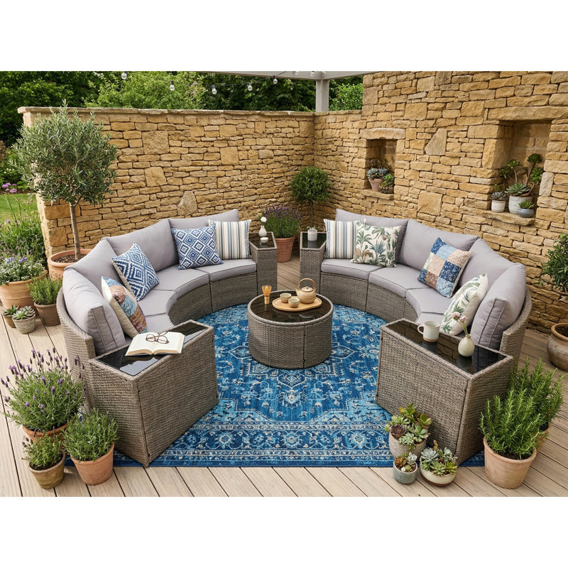 Canapé modulaire demi-lune pour l'extérieur, 8