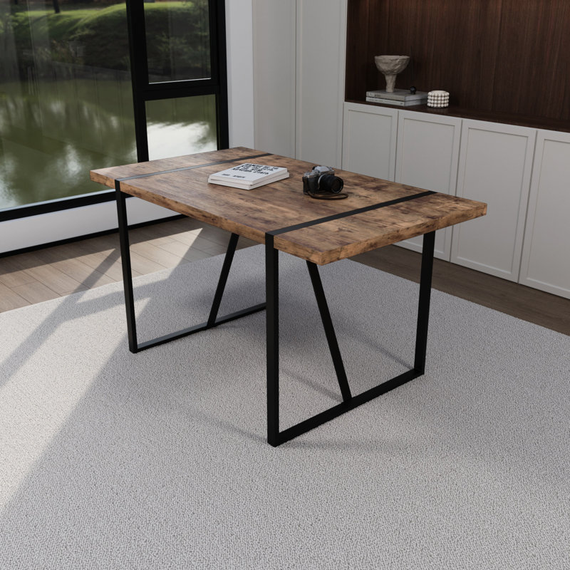 Table de salle à manger de 55 po Mid Century, Brun
