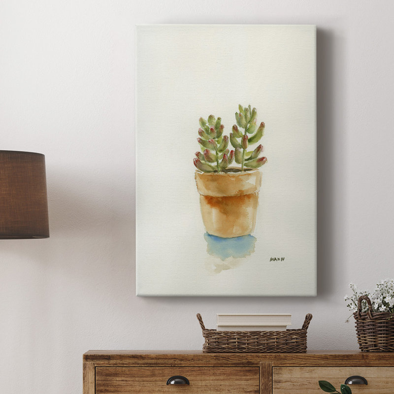 Succulent III - peinture sur toile tendue, H 48 po x l 32 po x P 1 po