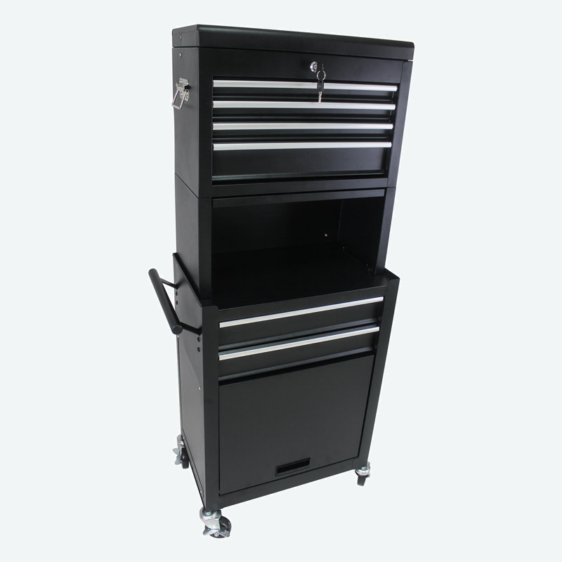 20.87'' W 6 -Drawer Steel Job Site Storage with Wheels, Black