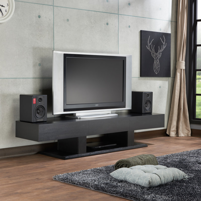 Meuble télé noir avec compartiment de rangement spacieux pour téléviseurs de 40 à 49 po de style contemporain et fonctionnel