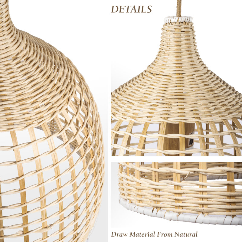 Luminaire suspendu en forme de dôme naturel à 1 lumière Anira