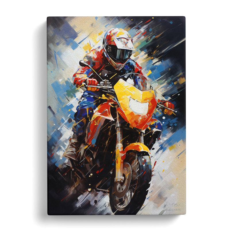 Motorbike Abstract - Wrapped Canvas Print, 60cm H x 40cm W x 3cm D