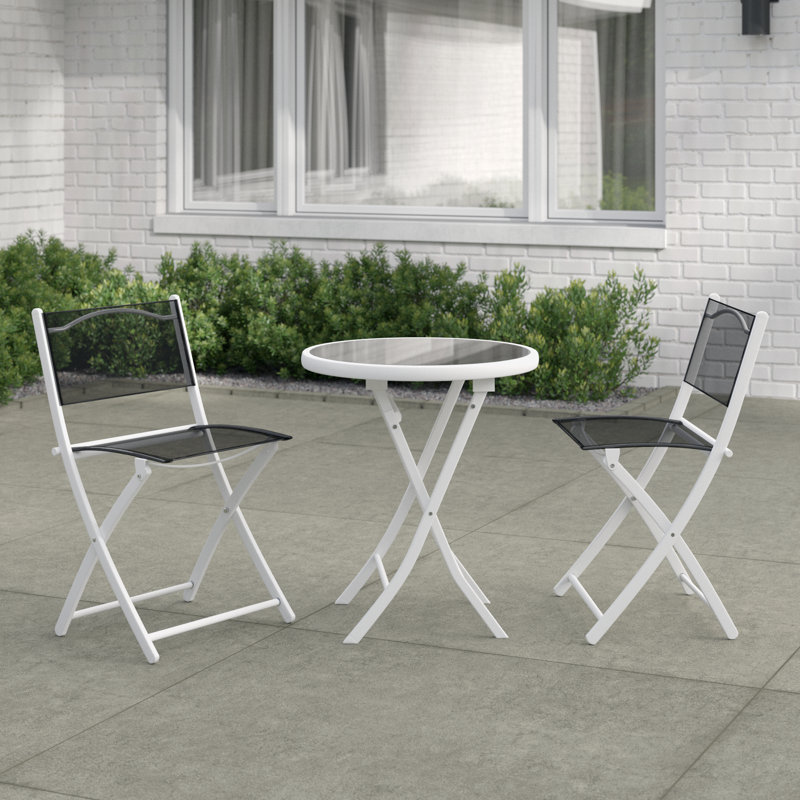 2 - Person Patio Dining Set Round Table, Black