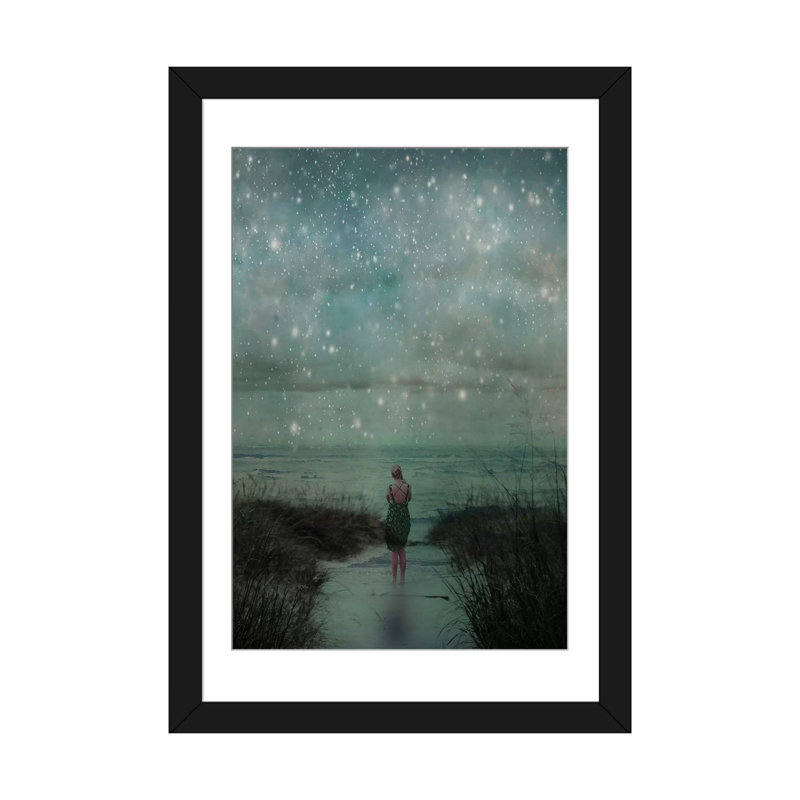 « céleste », impression sur toile, H 24 po x l 16 po x P 1 po, Papier d'art encadré noir, Blanc