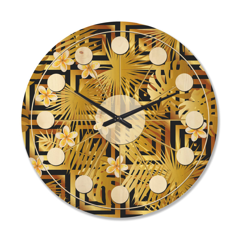Horloge murale moderne moderne en bois doré, Grand