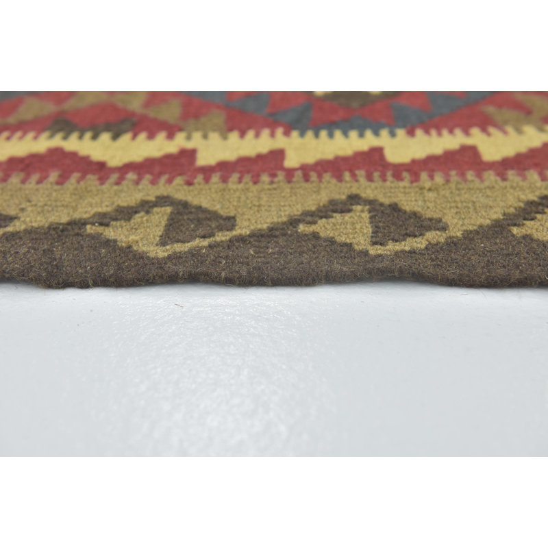 Tapis de zone en laine 5 pi x 7 pi 9 po one-of-kind à la main noué la bourgogne Lorain