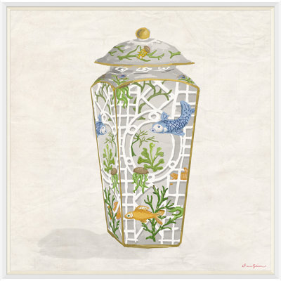 «Fish Bowl Jar in Blue» par Dana Gibson - peinture encadrée