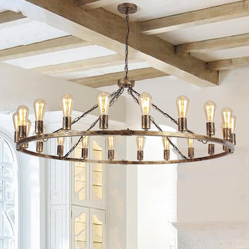 Turco 20 - Light Wagon Wheel Chandelier, Bronze