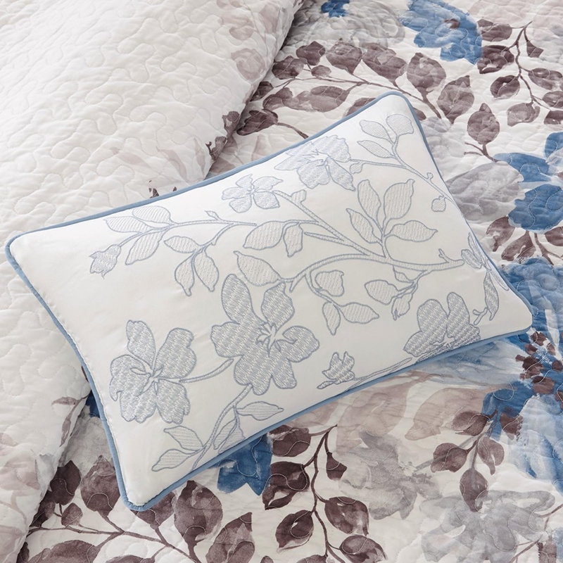 Ensemble de courtepointe en coton 6 pièces, Bleu, King Quilt + 5 Additional Pieces