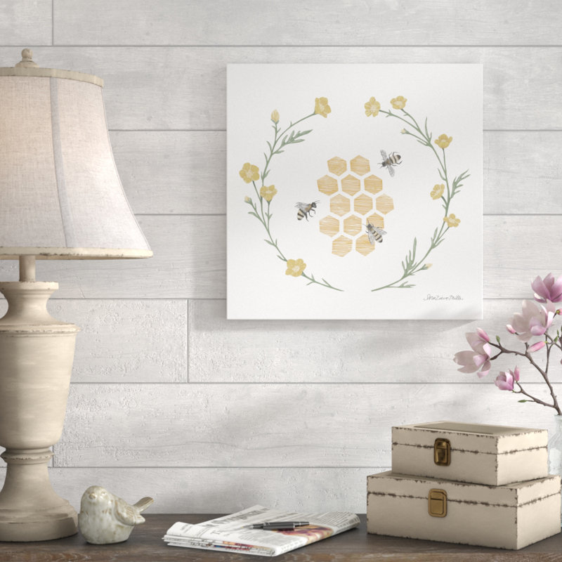 «Happy to Bee Home III», reproduction de dessin, H 36 po x l 36 po x P 1,5 po, Toile tendue