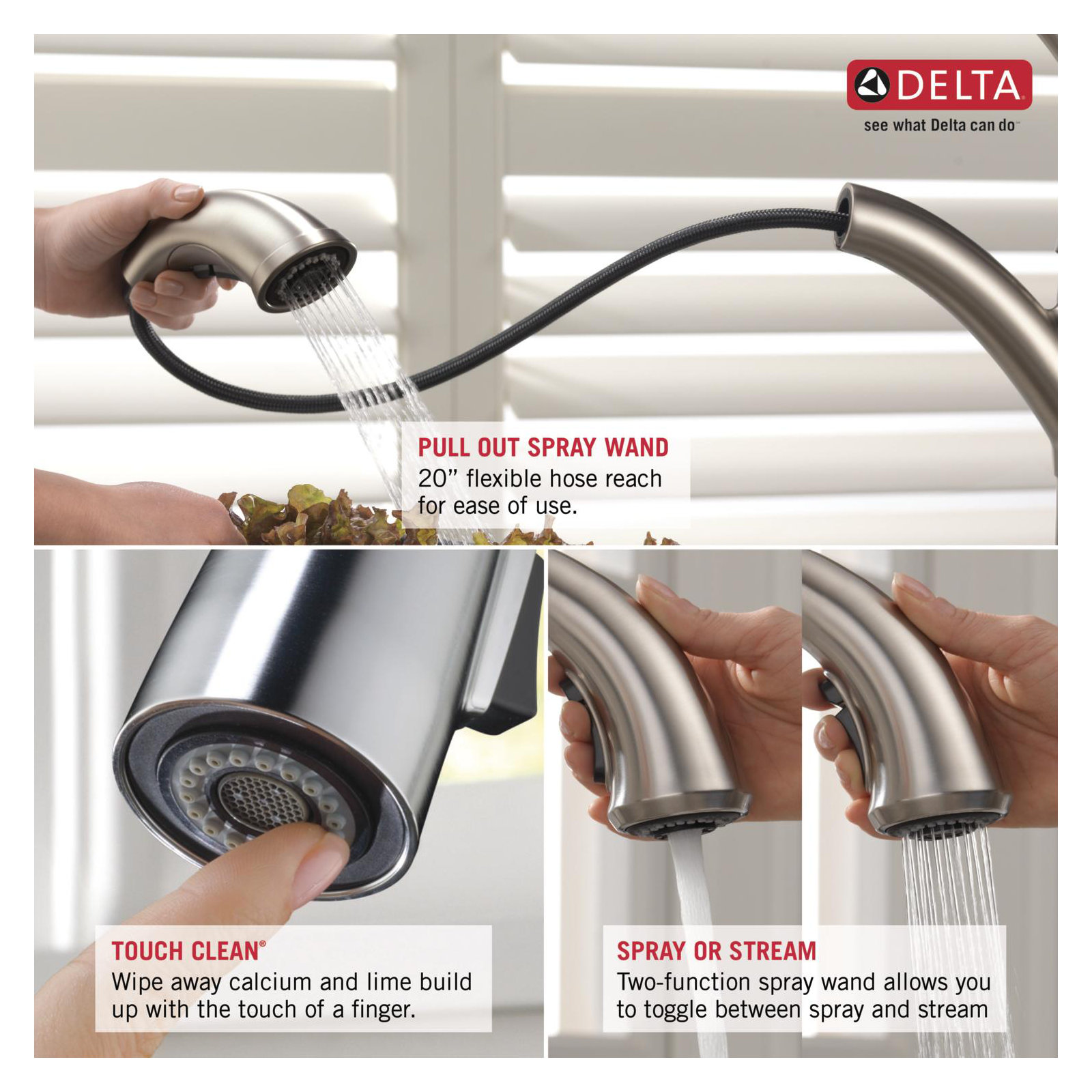 Pivotal Pull Out Single Handle Kitchen Faucet With Accessories, Black Stainless