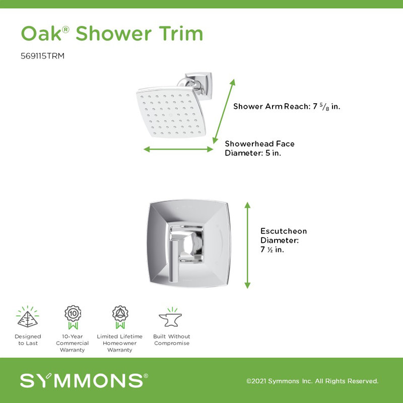 Oak HydroMersion Single Handle Shower Trim Kit, Polished Chrome