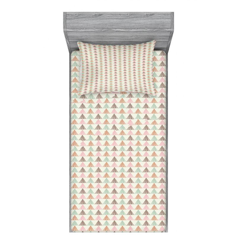Microfiber Geometric Sheet Set, Twin Sheet Set with Fitted Sheet