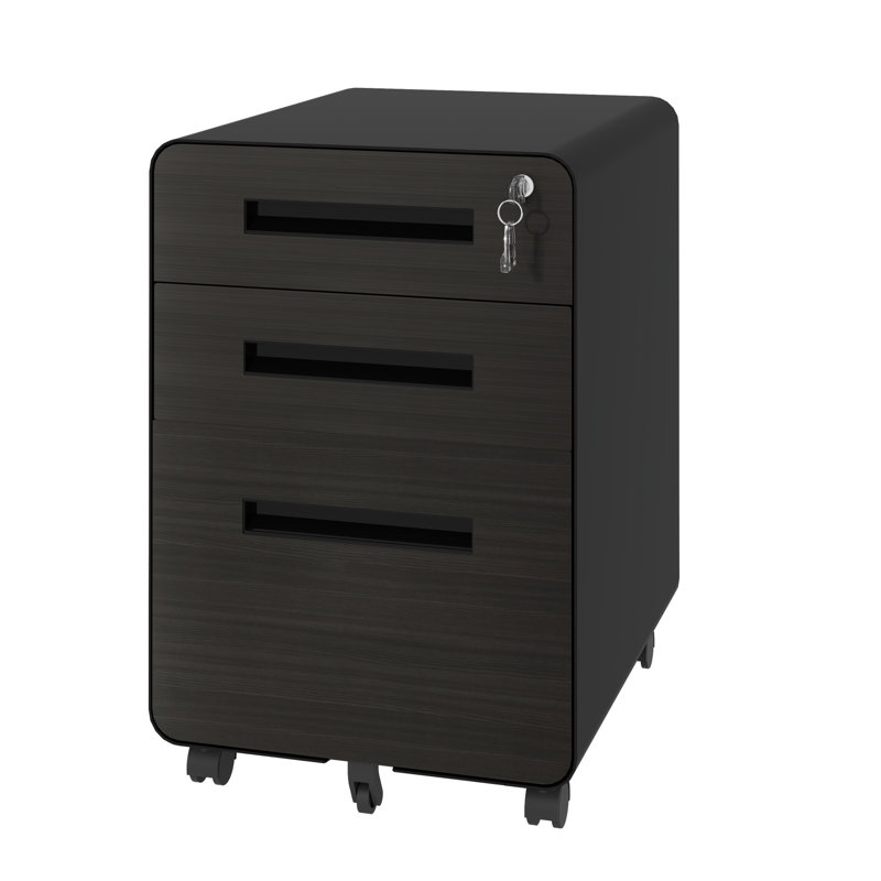 3 Mobile File Cabinet, All Metal, Locked On , Fully Assembled, Black For Home Office, Letter Keeping Solution Cabinet With 3 Drawers, Lock And A4 Paper Storage