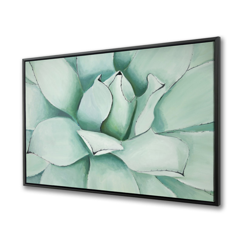 Succulent Closeup - Neo Mint Botanical Framed Canvas Decor