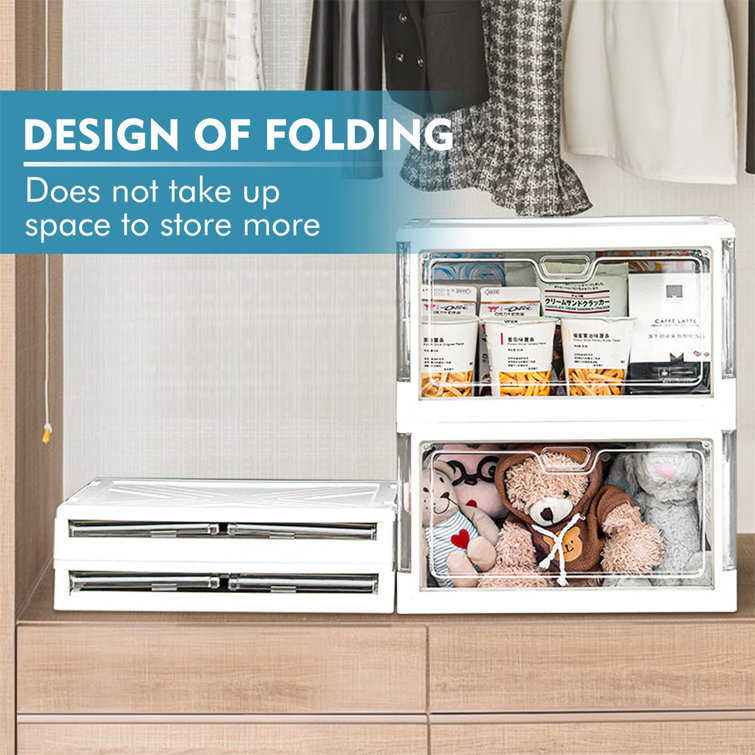 Ebern Designs Foldable Clothes Storage Bins Box Stackable Metal Frame  Closet Organizer & Reviews