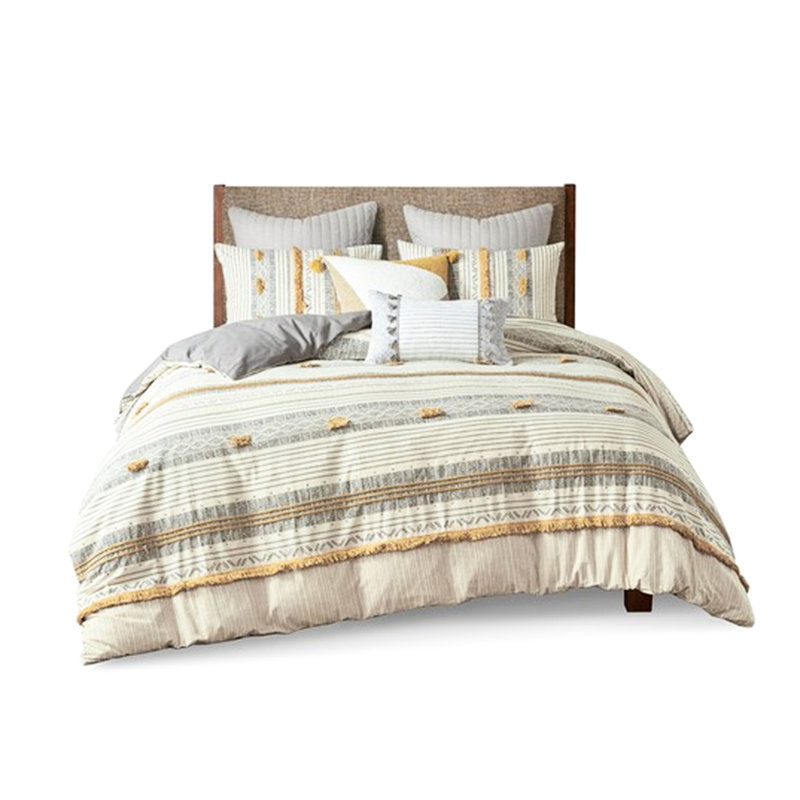 Housse de couette en coton à la mode avec fermeture à boutons, Housse de couette pour grand lit + 2 taies décora