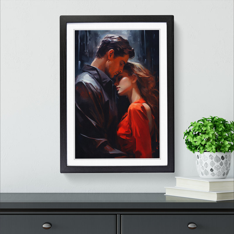 Lovers Tachisme Art - Framed Print, Black Framed, 46cm H x 34cm W x 2cm D