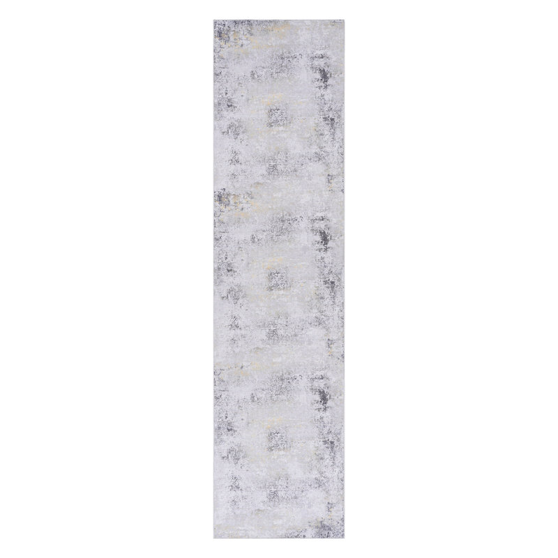 2'6''X10' Washable Area Runner Rug, Low-Pile For Kitchen, Bedroom - Gray Non-Slip Living Room, Dining