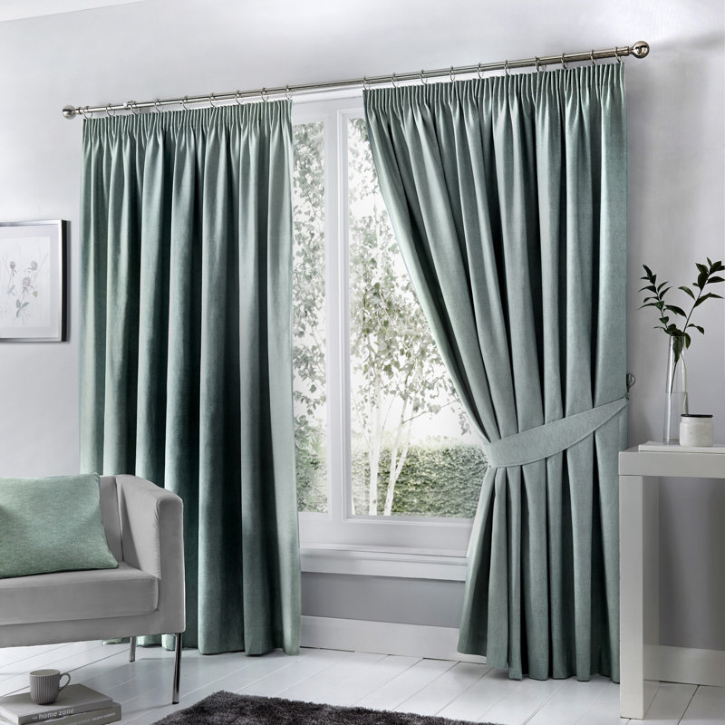 Blackout Curtain Pair, Duck Egg, Width 168 x Drop 137 cm