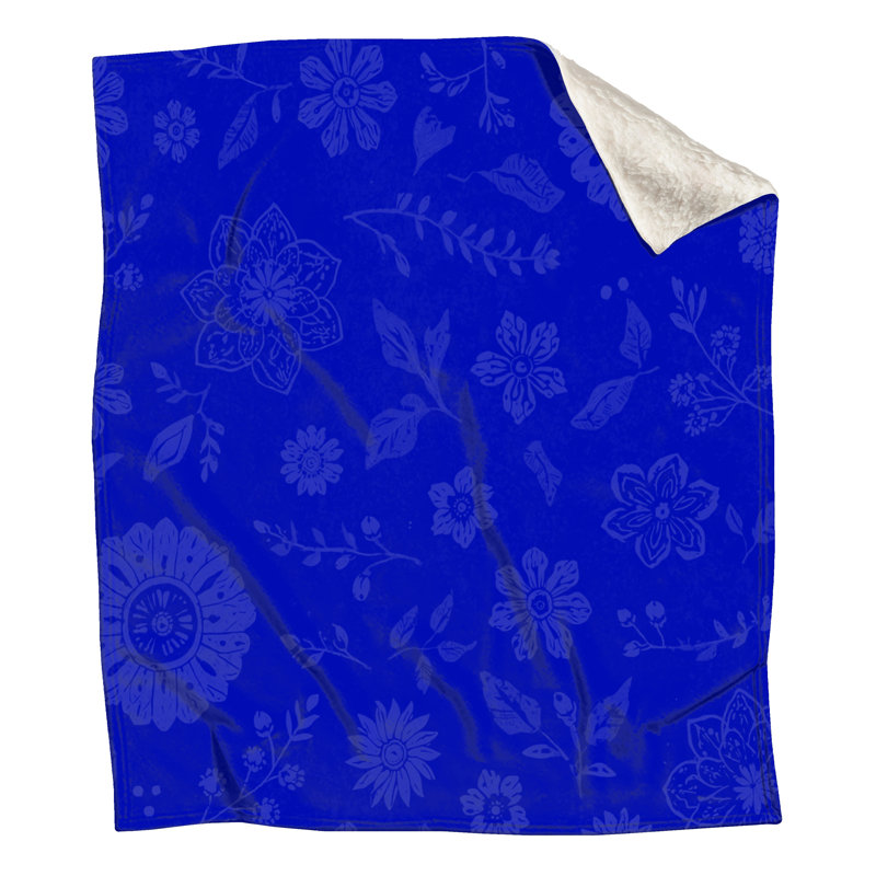 Couvertures à motifs floraux, 60 po L x 80 po H, Medium Blue Dark Blue