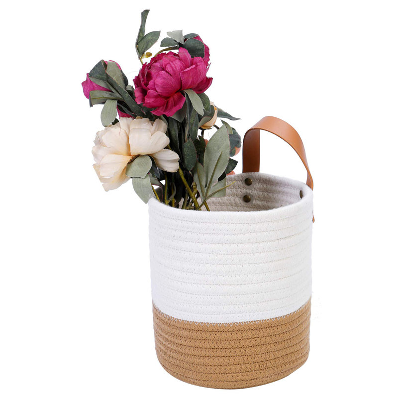 Ensemble de 1 panier de rangement mural, Blanc / Brun