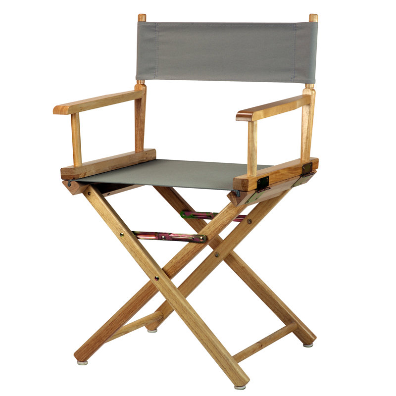 Chaise de réalisateur pliante 18 po, Naturel, gris